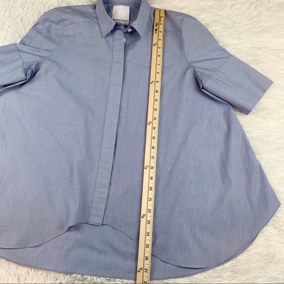 Prose & Poetry short sleeve striped oversized button up shirt in blue - Picture 4 of 10